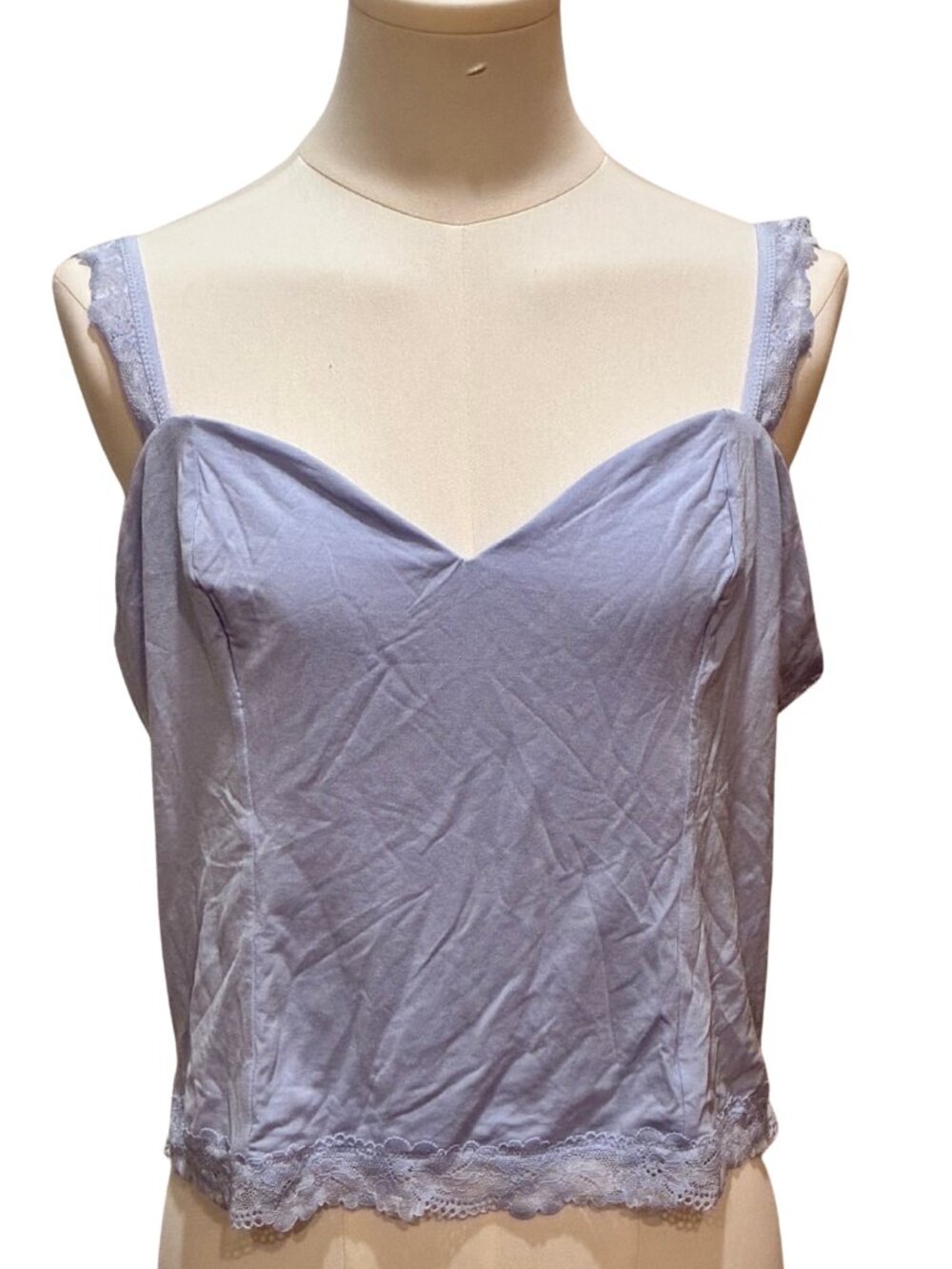 NWT Victoria’s Secret Periwinkle Lacy Trim Cami Tank Top Coquette Feminine XL - Picture 4 of 9